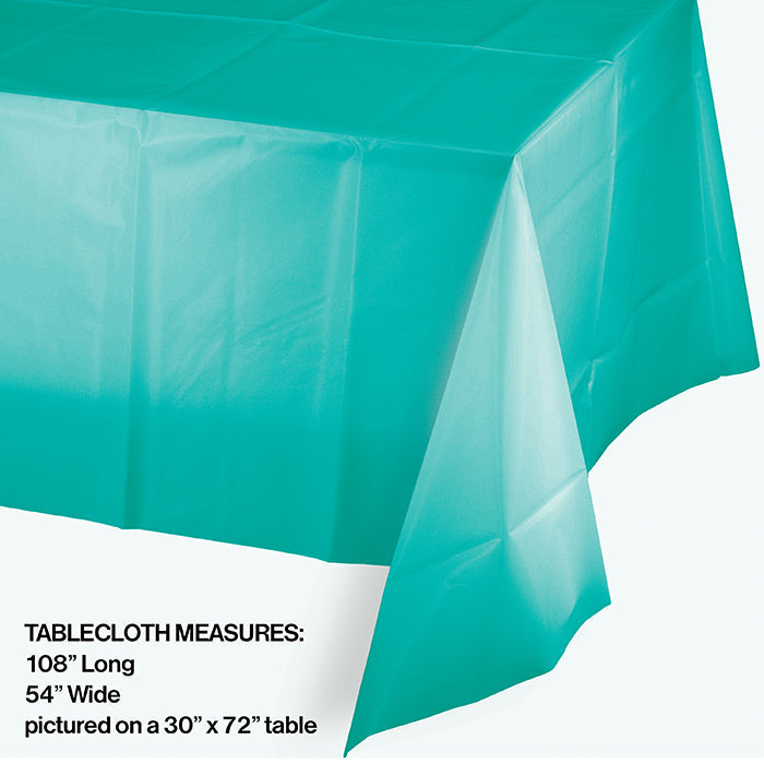 Bulk 12ct Teal Lagoon Plastic Table Covers 54 inch x 108 inch 
