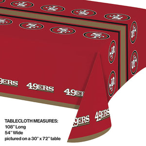 San Francisco 49Ers Plastic Table Cover, 54" x 102" Party Decoration