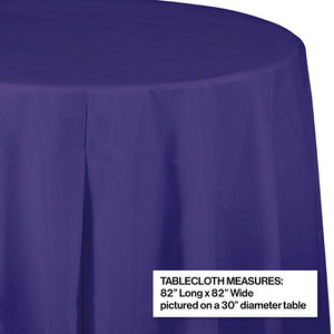 12ct Bulk Purple Round Plastic Table Covers