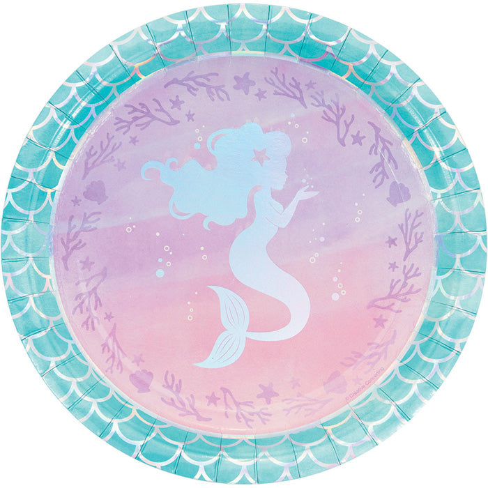 96ct Bulk Iridescent Mermaid Party Dinner Plates