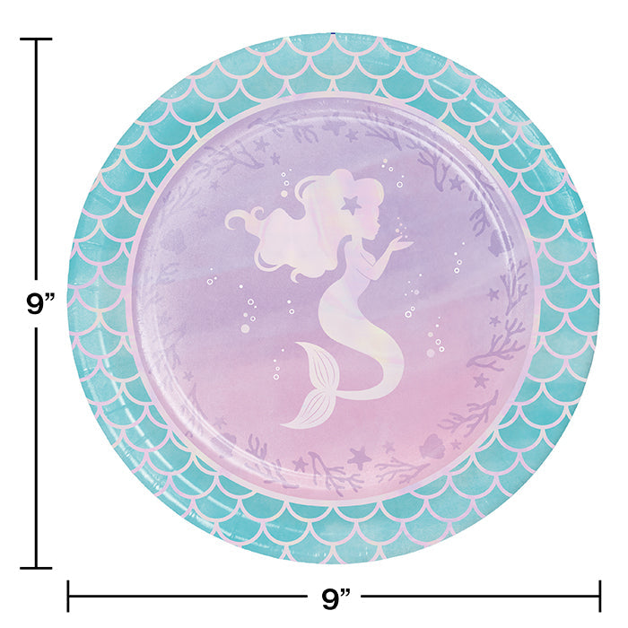96ct Bulk Iridescent Mermaid Party Dinner Plates
