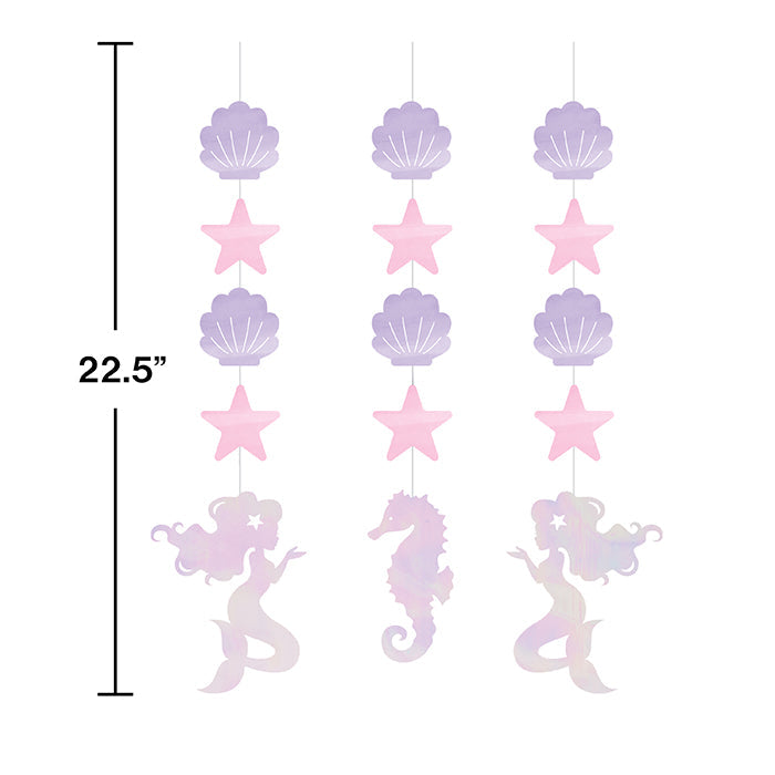 36ct Bulk Iridescent Mermaid Party Hanging Decorations