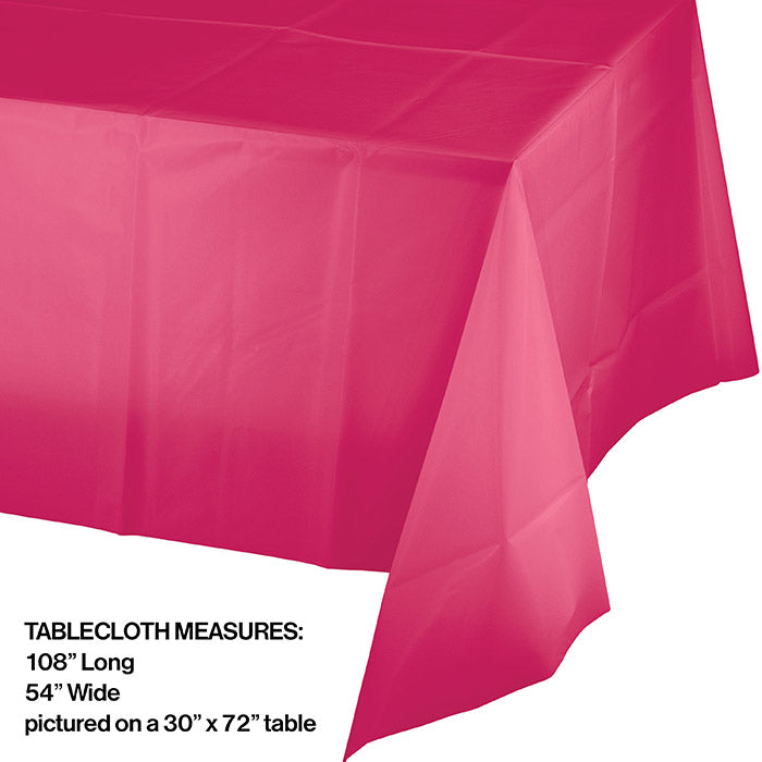 Bulk 12ct Hot Magenta Plastic Table Covers 54 inch x 108 inch 