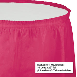 Hot Magenta Plastic Tableskirt, 14' X 29" Party Decoration