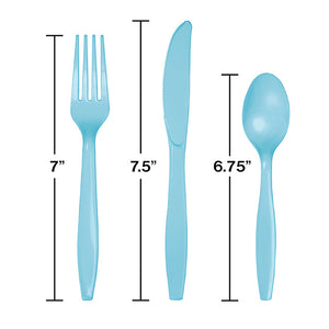 Pastel Blue Assorted Plastic Cutlery, 24 ct Party Decoration