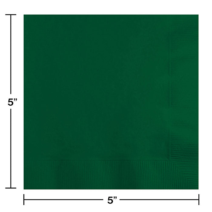 600ct Bulk Hunter Green 2 Ply Beverage Napkins