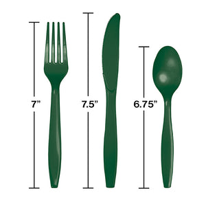 288ct Bulk Hunter Green Assorted Plastic Cutlery