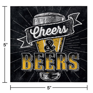 Cheers And Beers Beverage Napkins, 16 ct Party Decoration