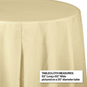 12ct Bulk Ivory Round Plastic Table Covers