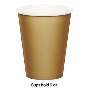Glittering Gold Hot/Cold Paper Cups 9 Oz., 8 ct Party Decoration
