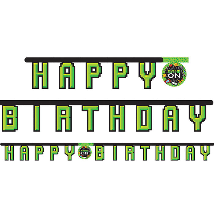 12ct Bulk Video Games Party Happy Birthday Banners