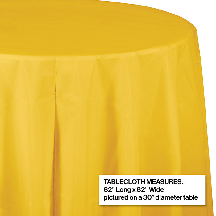 12ct Bulk School Bus Yellow Round Plastic Table Covers