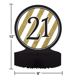 6ct Bulk Black and Gold 21st Birthday Centerpieces
