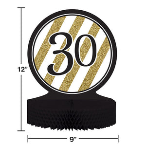Black And Gold 30th Birthday Centerpiece Party Decoration