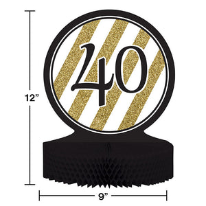 6ct Bulk Black and Gold 40th Birthday Centerpieces