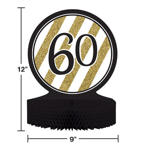 Black And Gold 60th Birthday Centerpiece Party Decoration