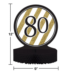 Black And Gold 80th Birthday Centerpiece Party Decoration
