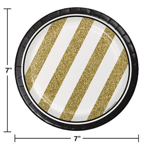 Black And Gold Dessert Plates, 8 ct Party Decoration