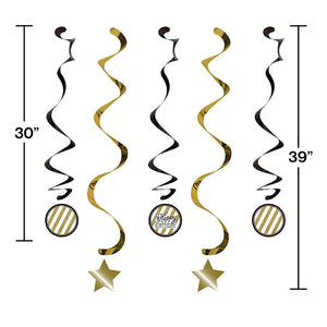 Black And Gold Dizzy Danglers, 5 ct Party Decoration