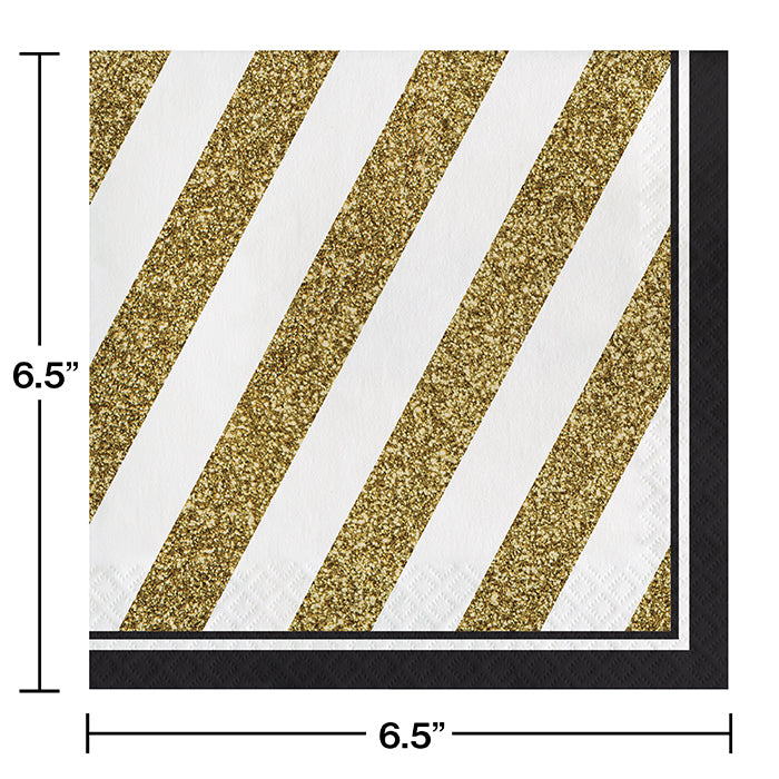 192ct Bulk Black and Gold Luncheon Napkins