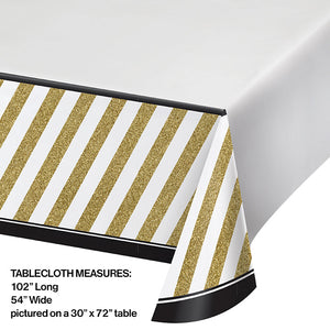 6ct Bulk Black and Gold Plastic Table Covers