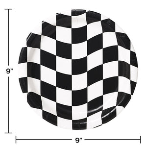Black And White Check Paper Plates, 8 ct Party Decoration