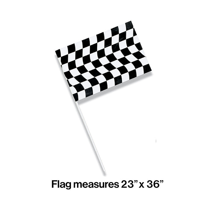 12ct Bulk Black and White Check Plastic Flags