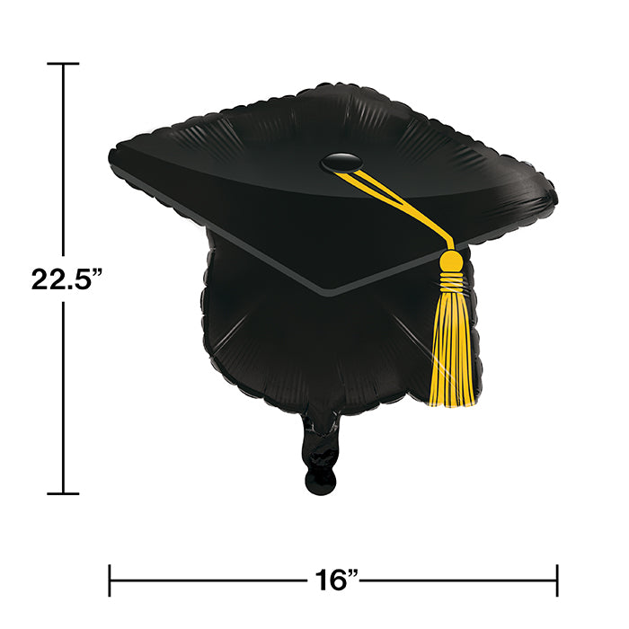 10ct Bulk Black Graduation Cap Mylar Balloons