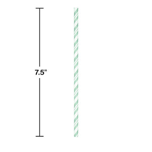 Mint Green Striped Paper Straws, 24 ct Party Decoration