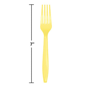 Mimosa Yellow Plastic Forks, 24 ct Party Decoration