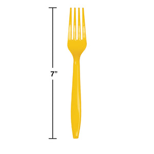School Bus Yellow Plastic Forks, 24 ct Party Decoration