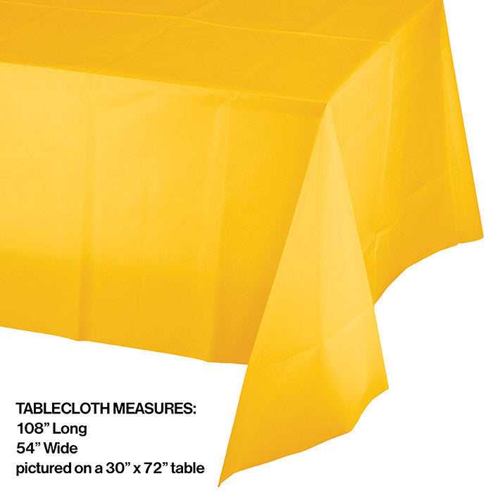 Bulk 12ct School Bus Yellow Plastic Table Covers 54 inch x 108 inch 