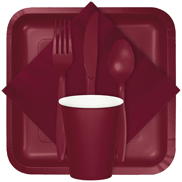 288ct Bulk Burgundy Assorted Plastic Cutlery