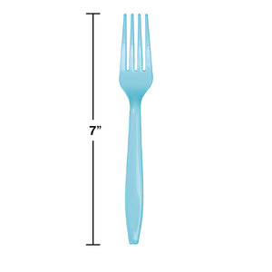 Pastel Blue Plastic Forks, 24 ct Party Decoration