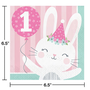 Bunny Party 1st Birthday Napkins, 16 ct Party Decoration