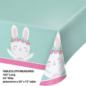 Birthday Bunny Plastic Tablecover All Over Print, 54" X 102" Party Decoration