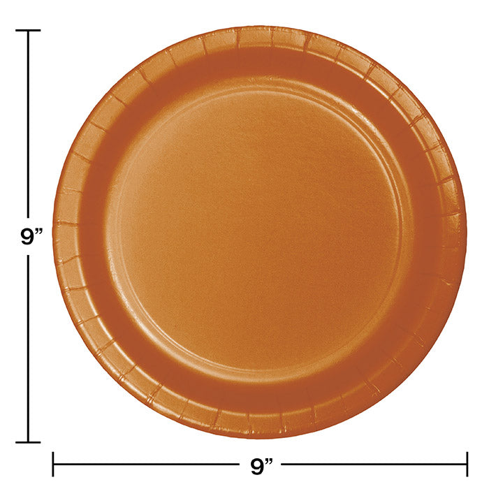240ct Bulk Pumpkin Spice Orange Sturdy Style Dinner Plates
