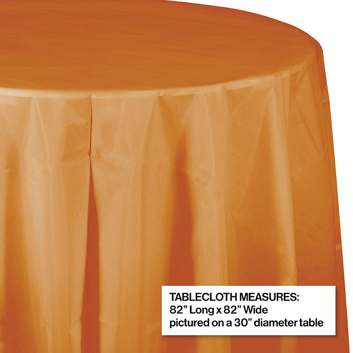 Bulk 12ct Pumpkin Spice Orange Round Plastic 82 inch Table Covers 