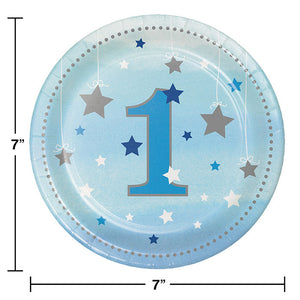96ct Bulk One Little Star Boy 1st Birthday Dessert Plates