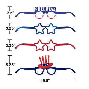 24ct Bulk Patriotic Fourth of July Deluxe Paper Eyeglasses by Creative Converting
