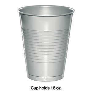 240ct Bulk Shimmering Silver 16 oz Plastic Cups