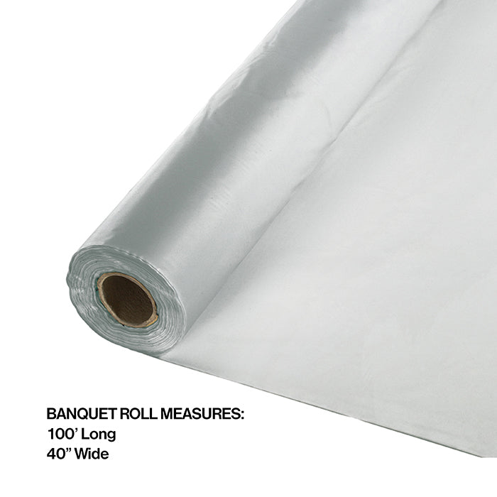 100 ft by 40 inch Shimmering Silver Banquet Table Roll