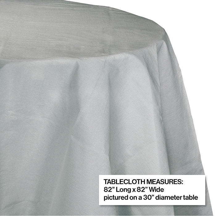 Bulk 12ct Shimmering Silver Round Paper Table Covers 82 inch 