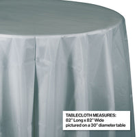 12ct Bulk Shimmering Silver Round Plastic Table Covers