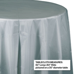 12ct Bulk Shimmering Silver Round Plastic Table Covers