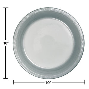 Shimmering Silver Plastic Banquet Plates, 20 ct Party Decoration