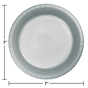 240ct Bulk Shimmering Silver Plastic Dessert Plates