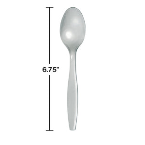 Shimmering Silver Plastic Spoons, 24 ct Party Decoration
