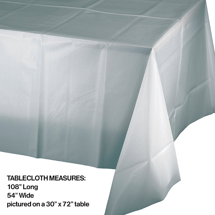 12ct Bulk Shimmering Silver Plastic Table Covers