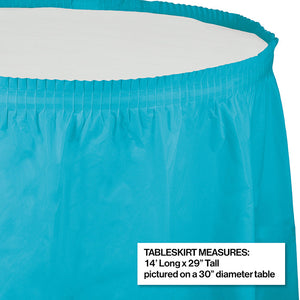 Bermuda Blue Plastic Tableskirt, 14' X 29" Party Decoration